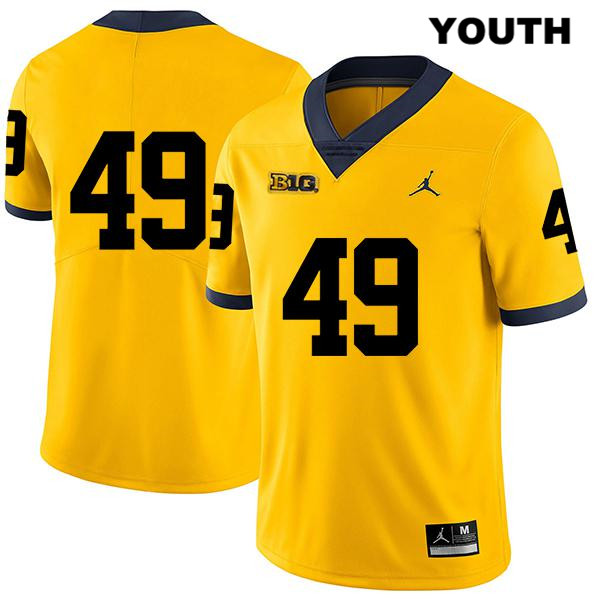 Youth NCAA Michigan Wolverines Lucas Andrighetto #49 No Name Yellow Jordan Brand Authentic Stitched Legend Football College Jersey RP25S44RA